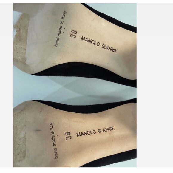Manolo Blahnik BB Classic Black Velvet Pointed Toe Pump Shoes Size / 38 US - Picture 10 of 10